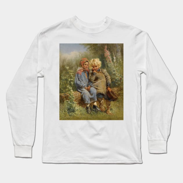 Peasant Children at Rest by Konstantin Makovsky Long Sleeve T-Shirt by Classic Art Stall